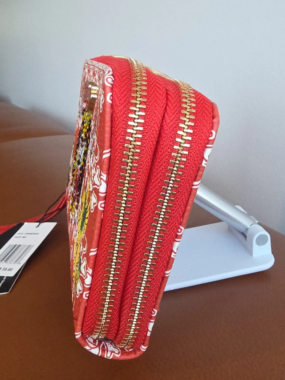 ED HARDY NWT Red Tattoo-Print Double Zip Large Wristlet